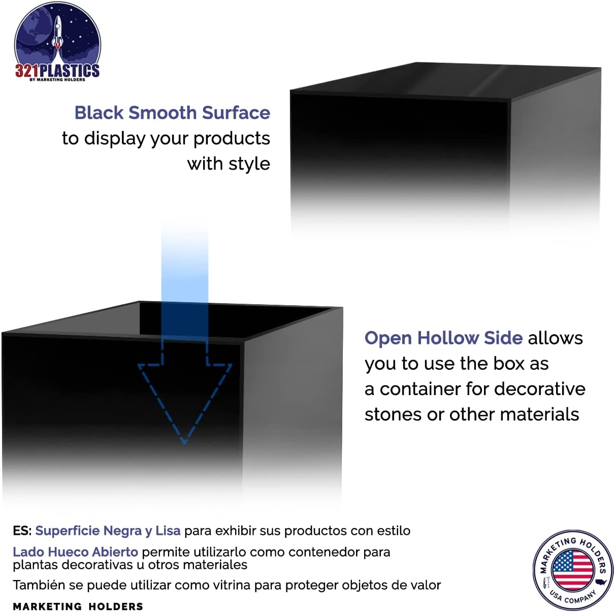 12 x 12 x 24 Acrylic Cube Display Stand Black