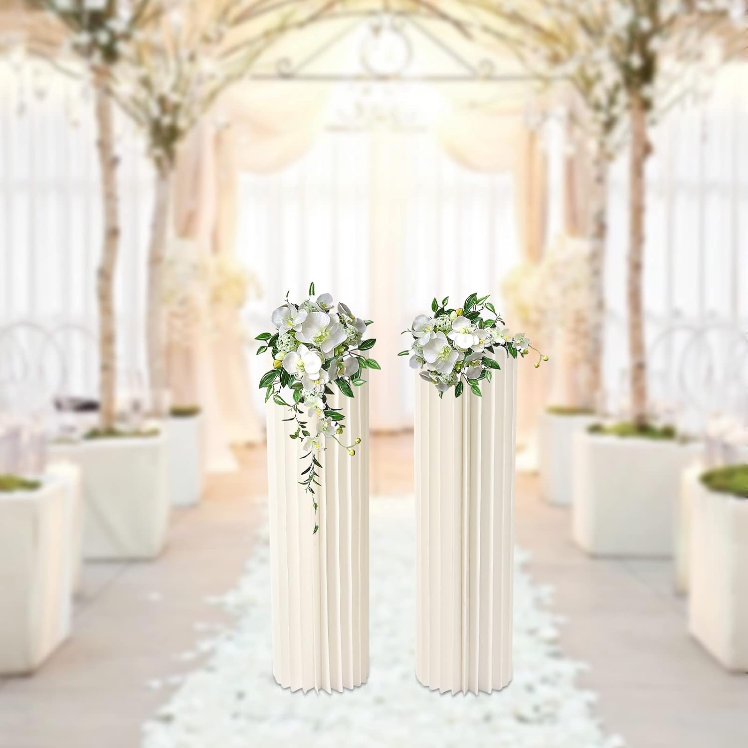 2PCS 394in Tall Round Cylinder Flower Stand Wedding Centerpieces Foldable Display Stands