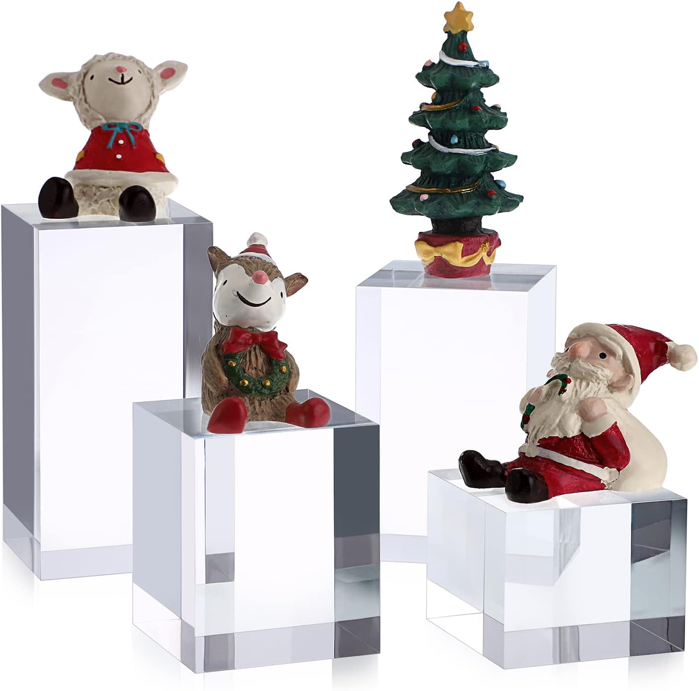 Hipiwe 4PCS Acrylic Risers Display Stand for Jewelry Figurines and Collectibles
