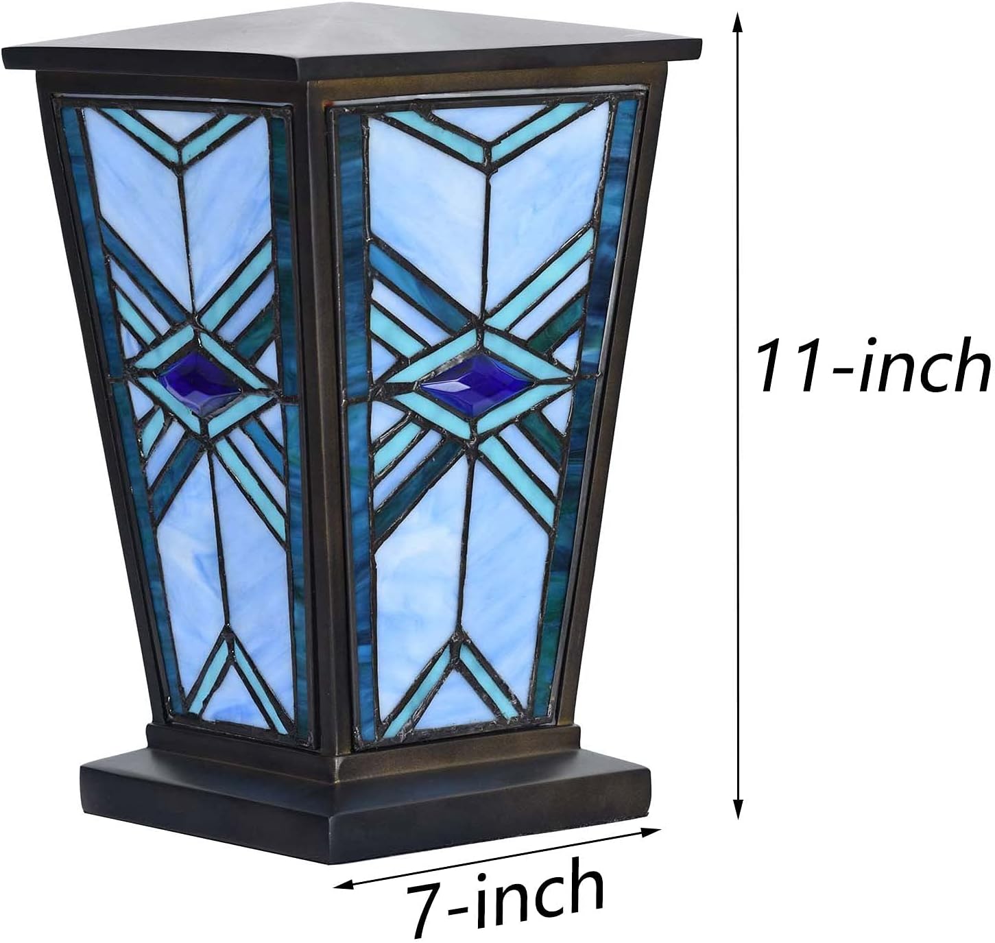 Bieye CU001 Stained Glass Cremation Urn Blue 7x11
