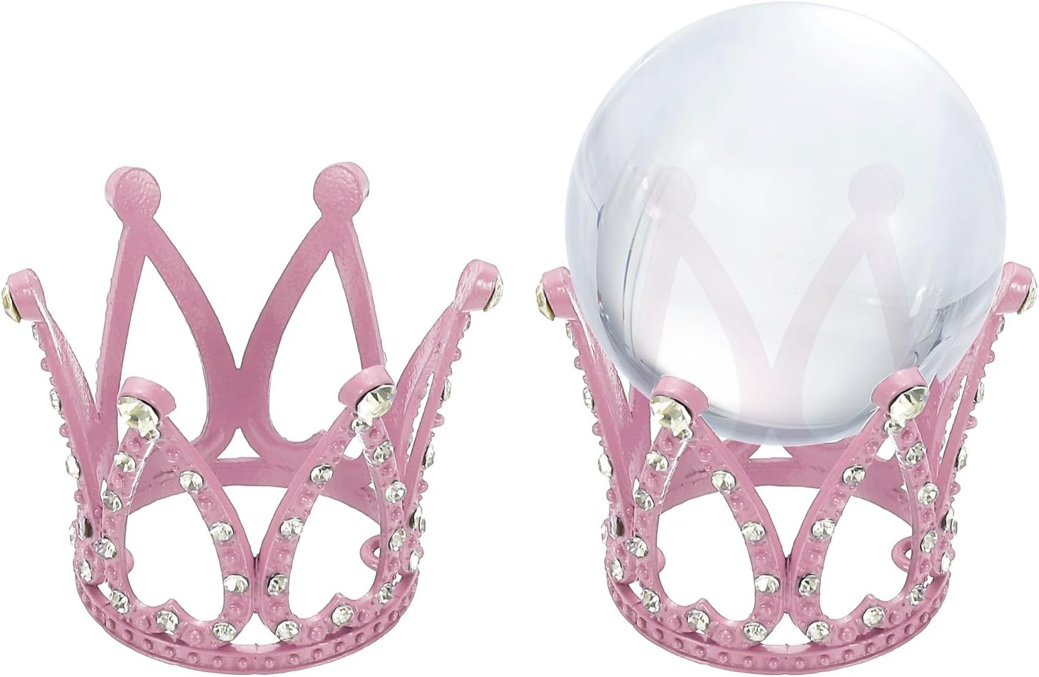 Uxcell 2pcs Metal Crystal Ball Display Stand Pink 17 Diameter
