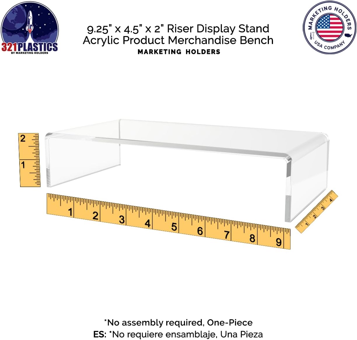 Marketing Holders 4 Pack Acrylic Riser Display Stand Rectangular Clear Showcase for Collectibles