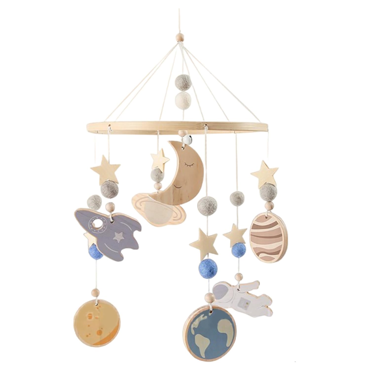 Cute Space Themed Crib Mobile with 360 Rotation