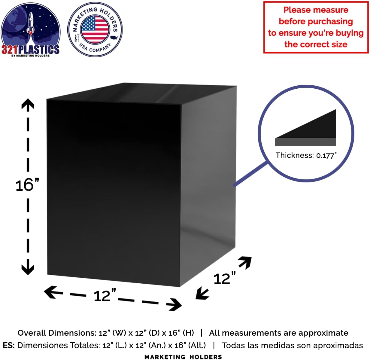 Glossy Black Acrylic Display Box 2 Pack 16 Inch Tall