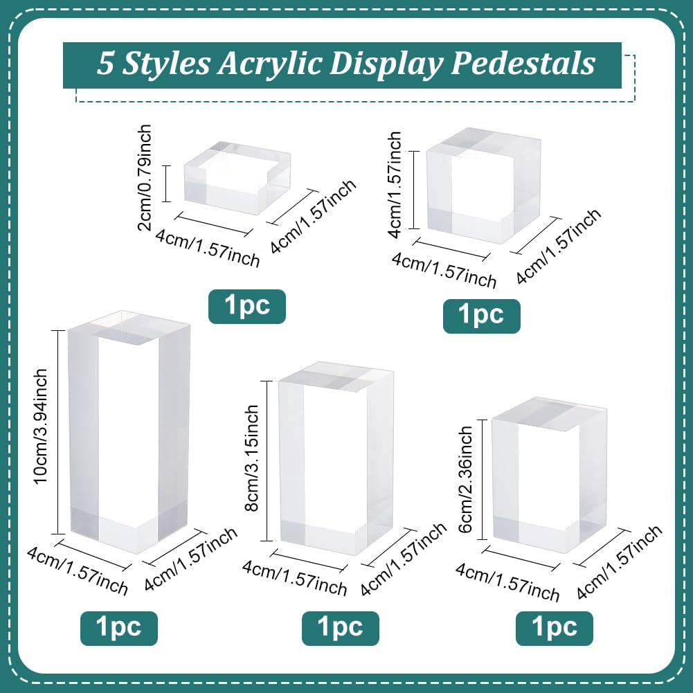 BENECREAT 5Pcs Acrylic Cube Display Stand