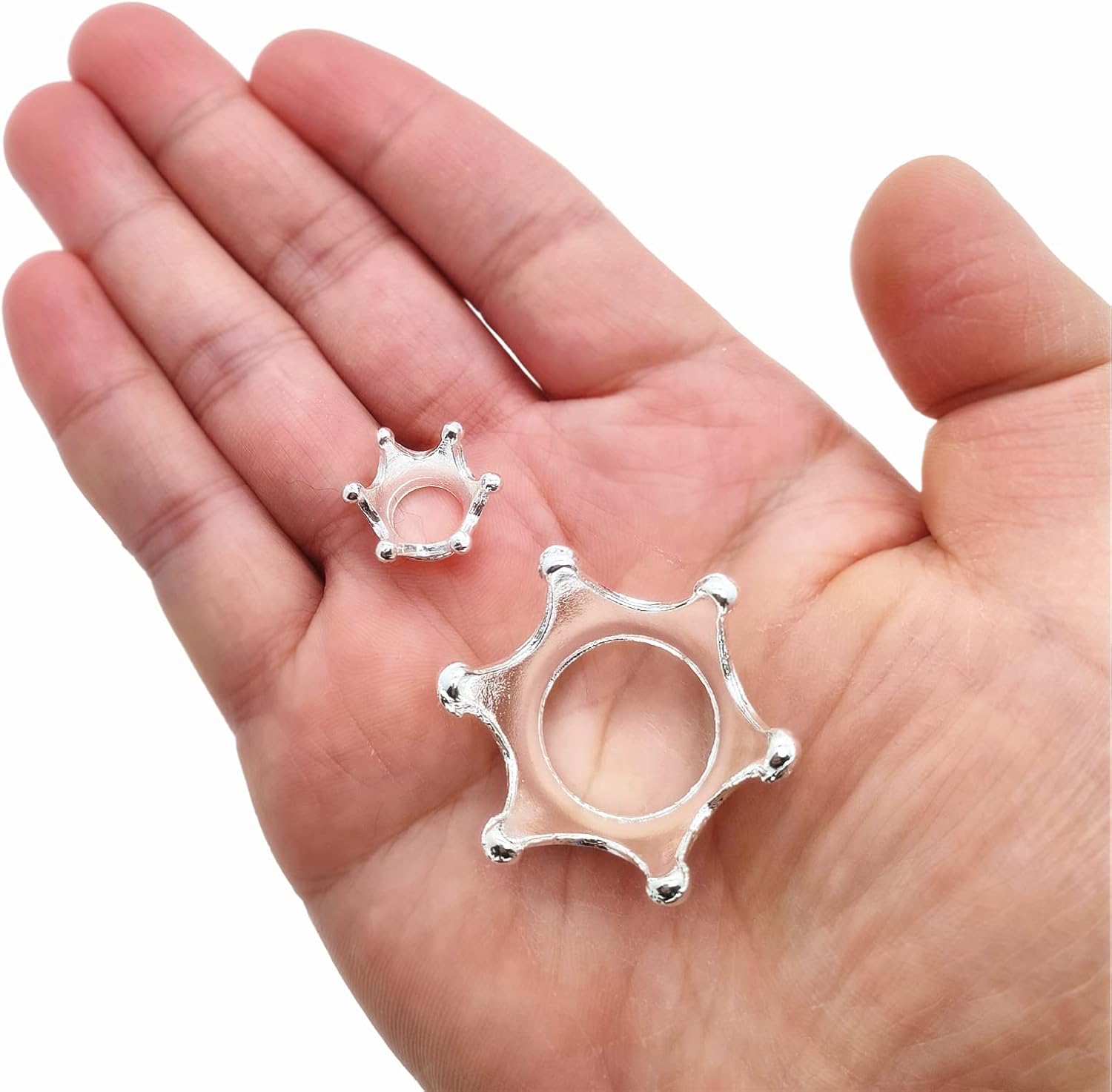 2 Sizes 10 Pcs Metal Silver Crystal Ball Stands for Display