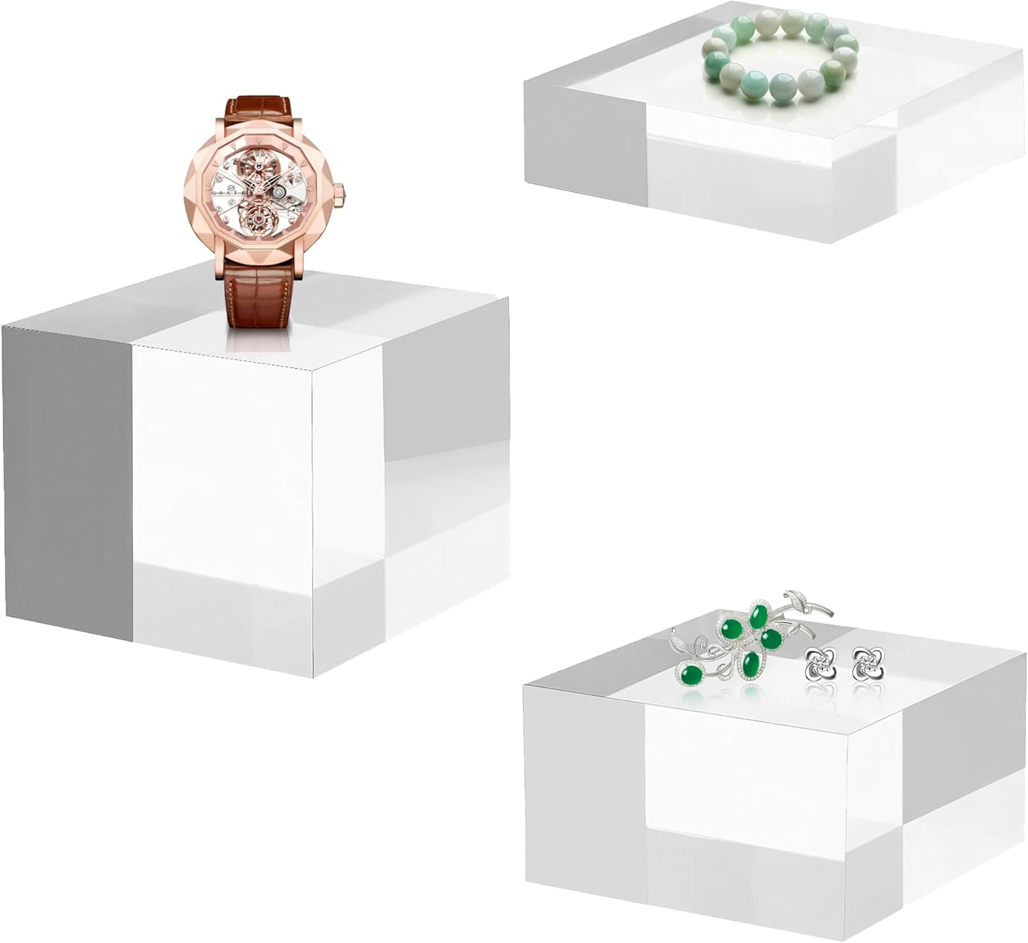 CANCLEAR Acrylic Display Riser Set 3 Sizes 2 Pack