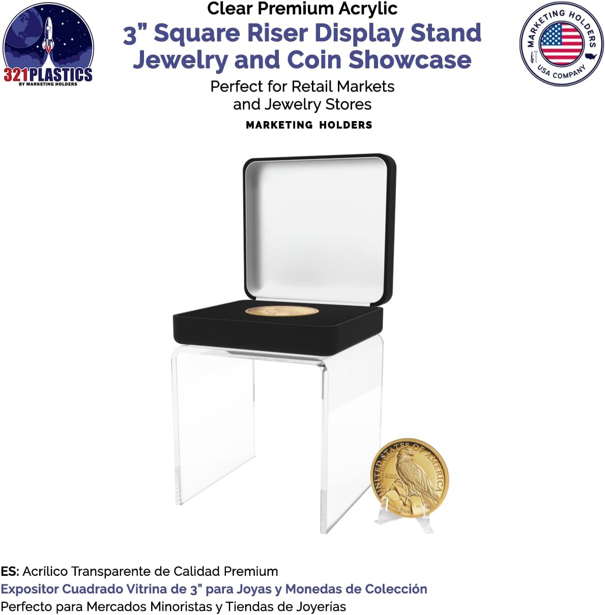 Clear Acrylic Riser Display Table 3 Inch Square for Merchandise