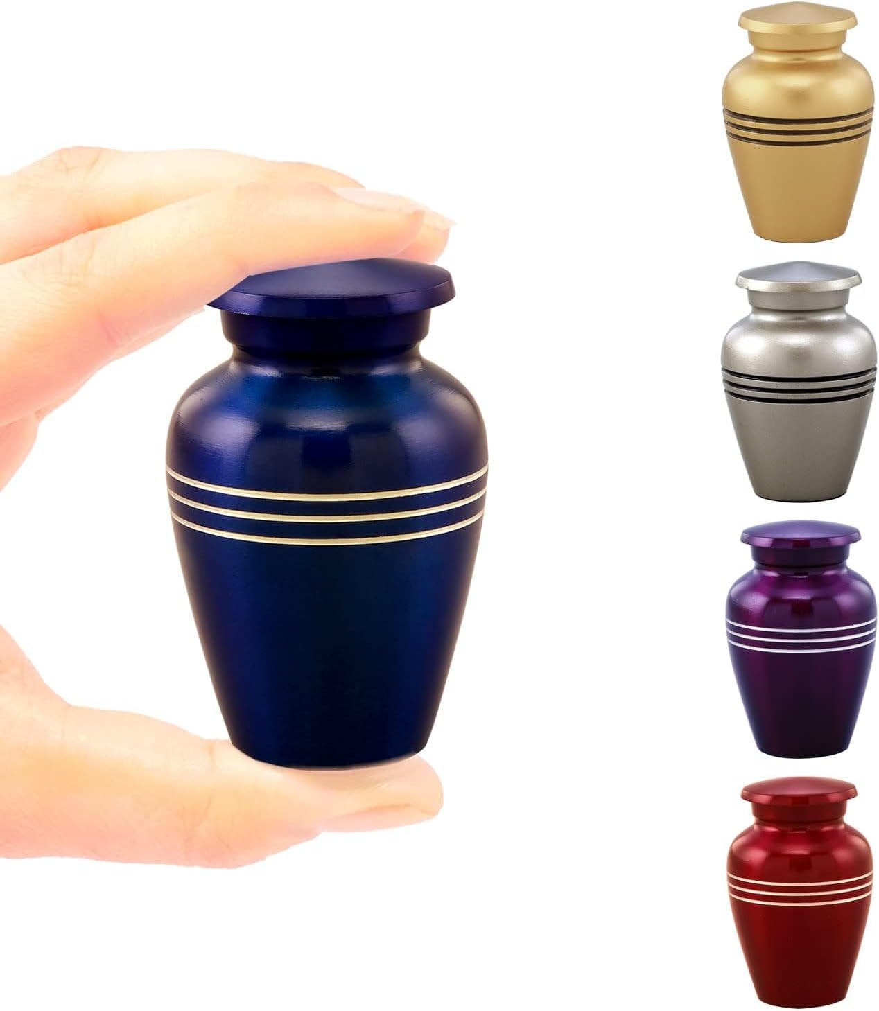 Immortal Memories Serenity Mini Urn for Ashes - Cobalt Blue Velvet Bag
