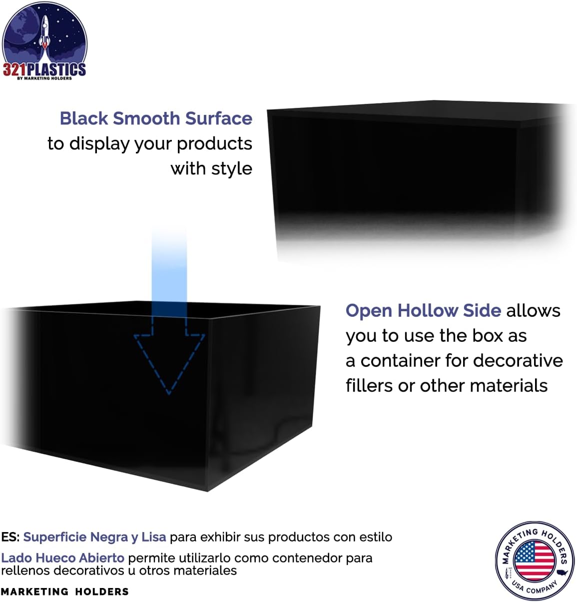 Acrylic Display Box with 5 Sides and One Open Side