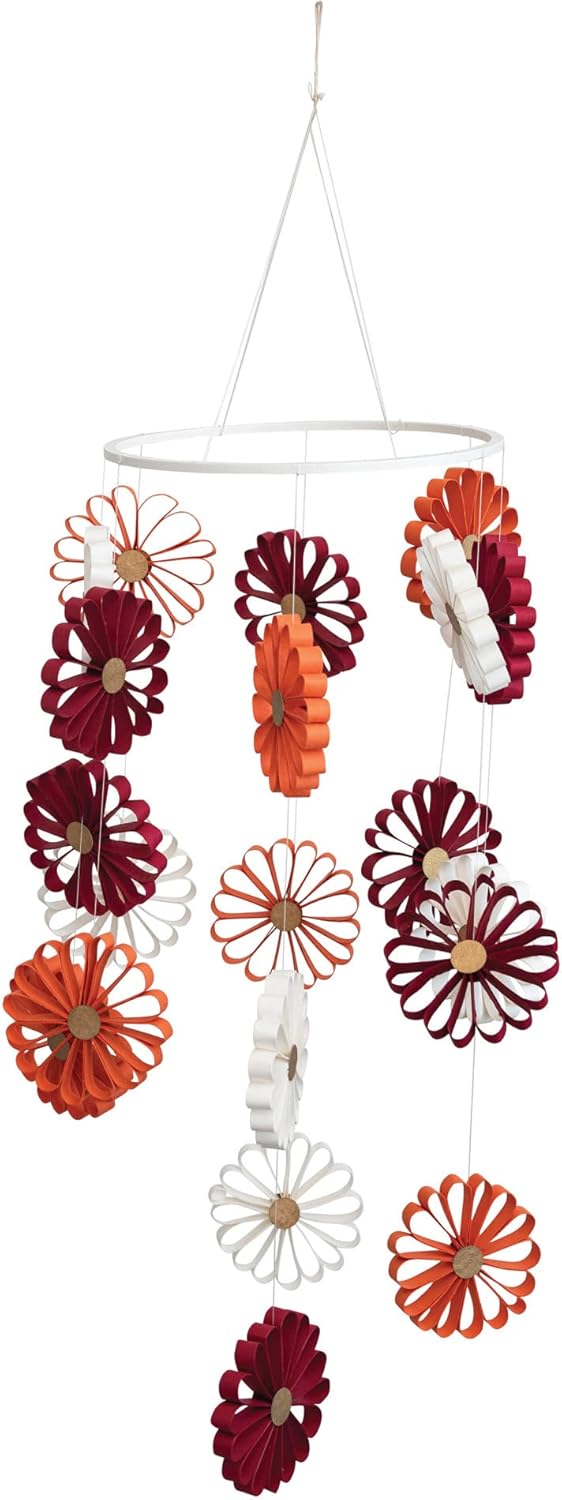 Creative Co-Op 9 Inch Round x 33 Inch H Handmade Recycled Paper Flower Mobile