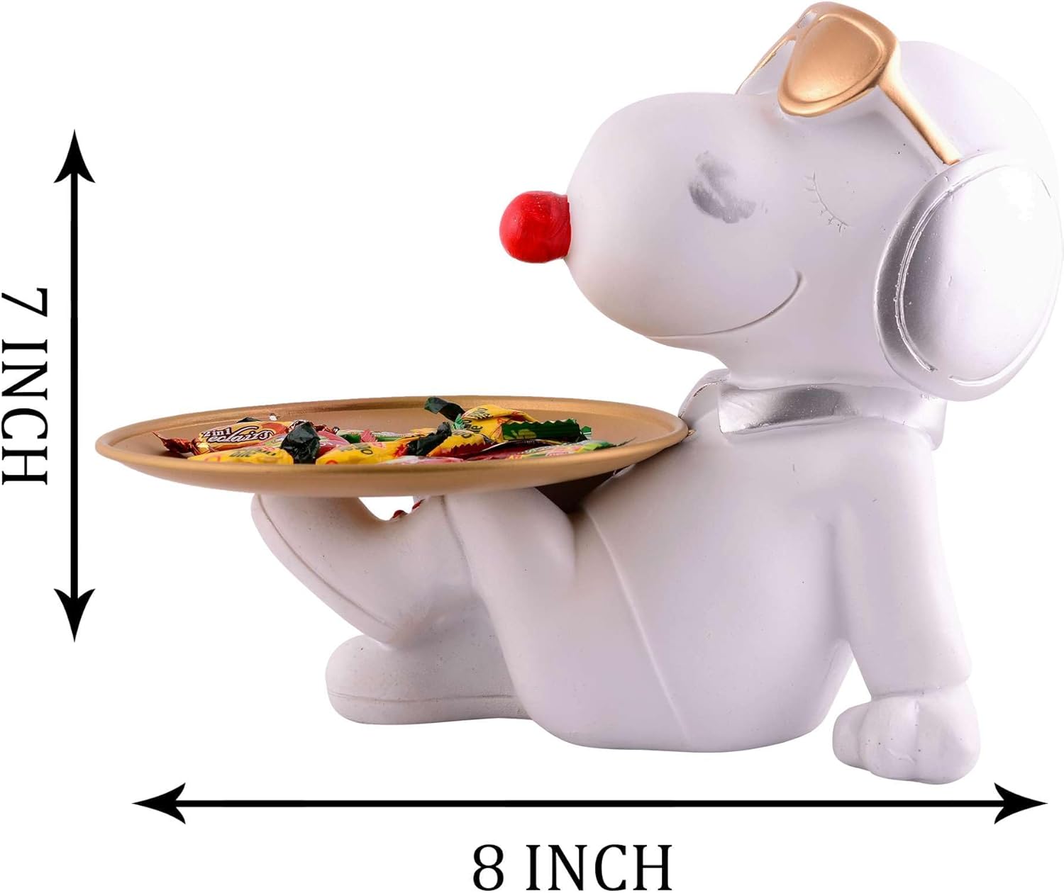 White Resin Dog Statue Home Decor Showpiece 8 Inches