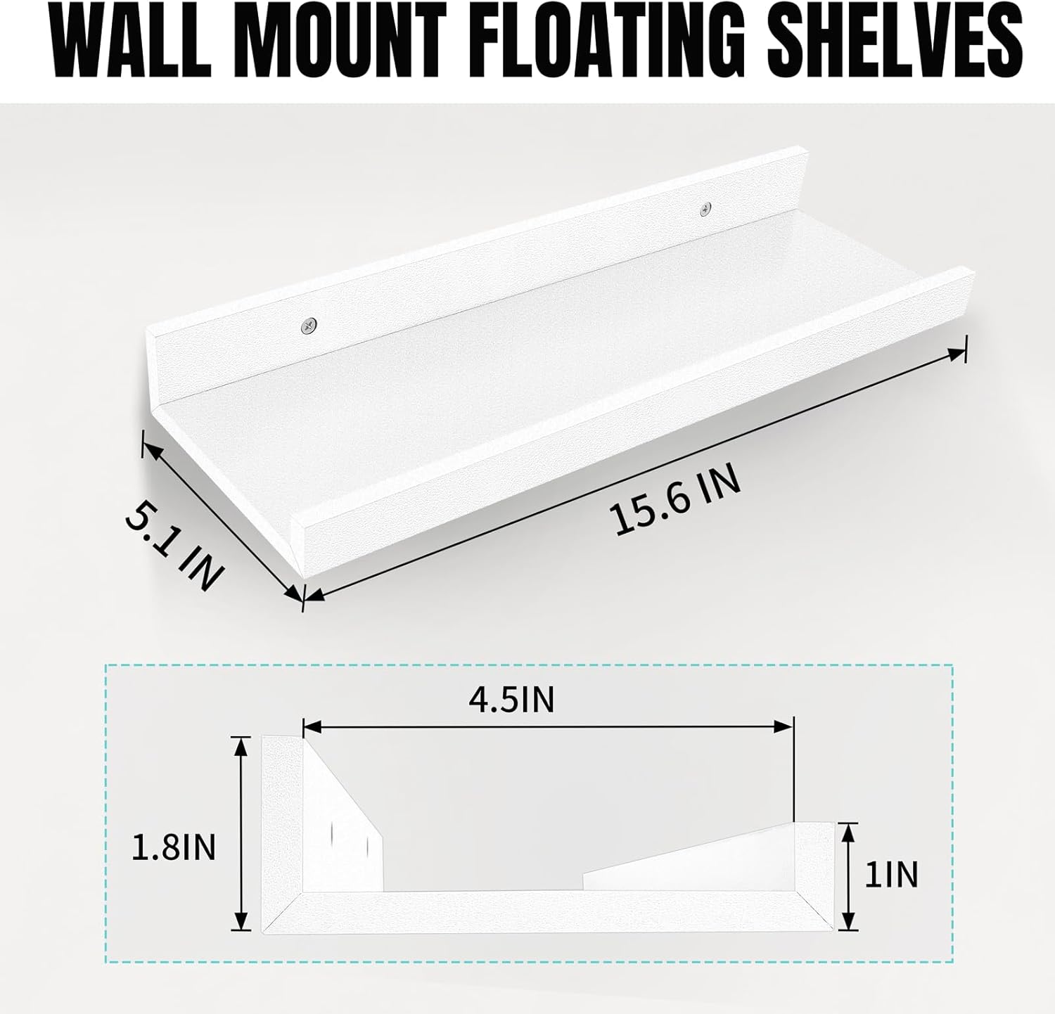 LaVie Home Floating Shelves Set of 4 White 156 Inch Wall Storage