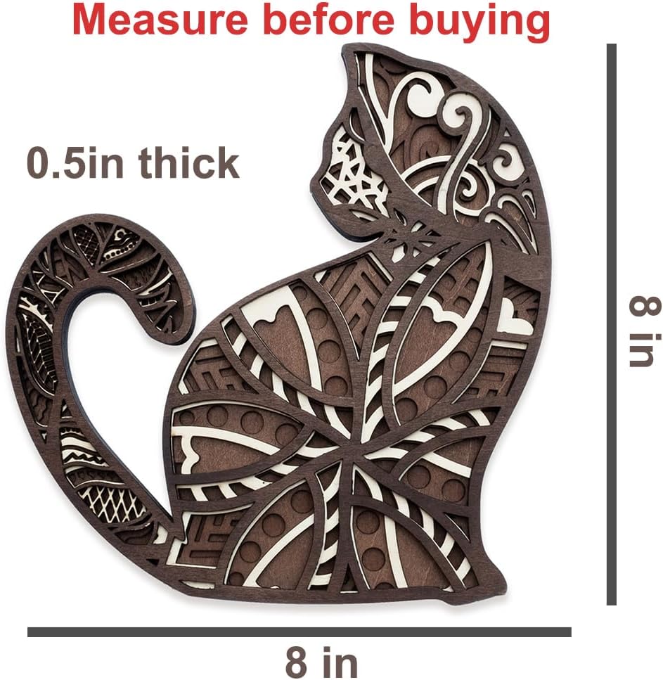 INSOVITA Small Wooden Cat Wall Decor