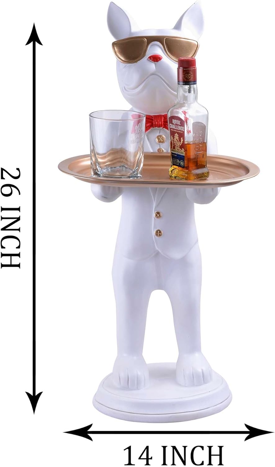 Cool Dog Statue with Plate for Home Decor