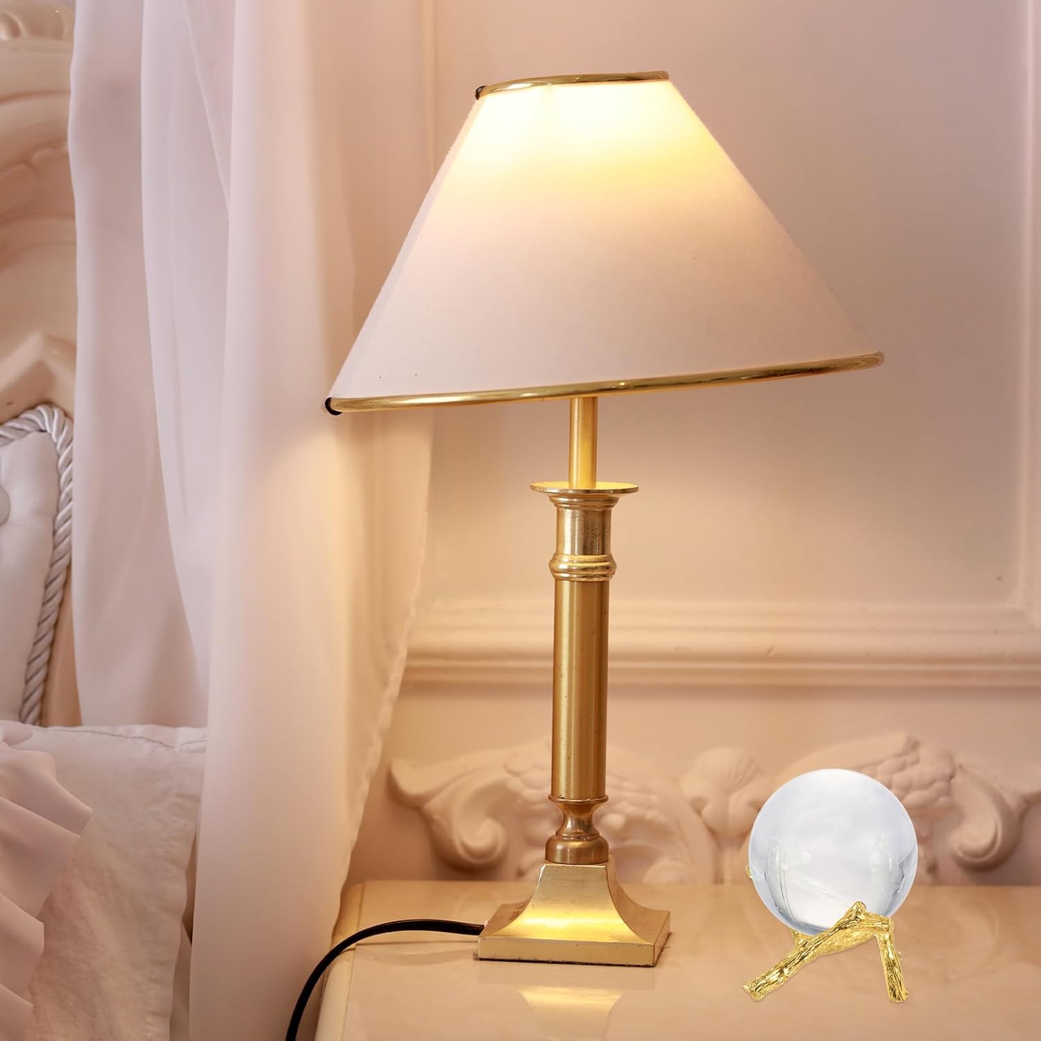 Uxcell Metal Crystal Ball Display Stand 22 Inch White