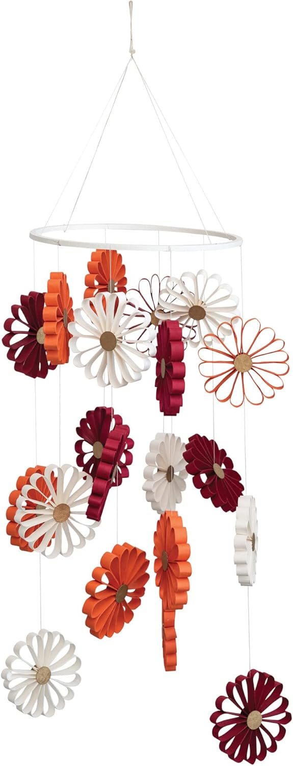 Creative Co-Op 9 Inch Round x 33 Inch H Handmade Recycled Paper Flower Mobile