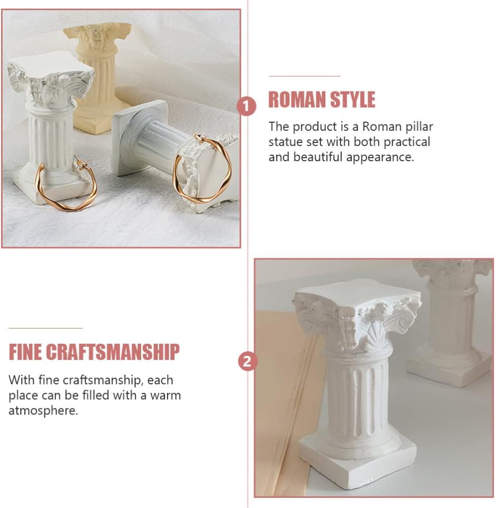 Roman Pillars Mini White Resin Figurine Set for Home Decor
