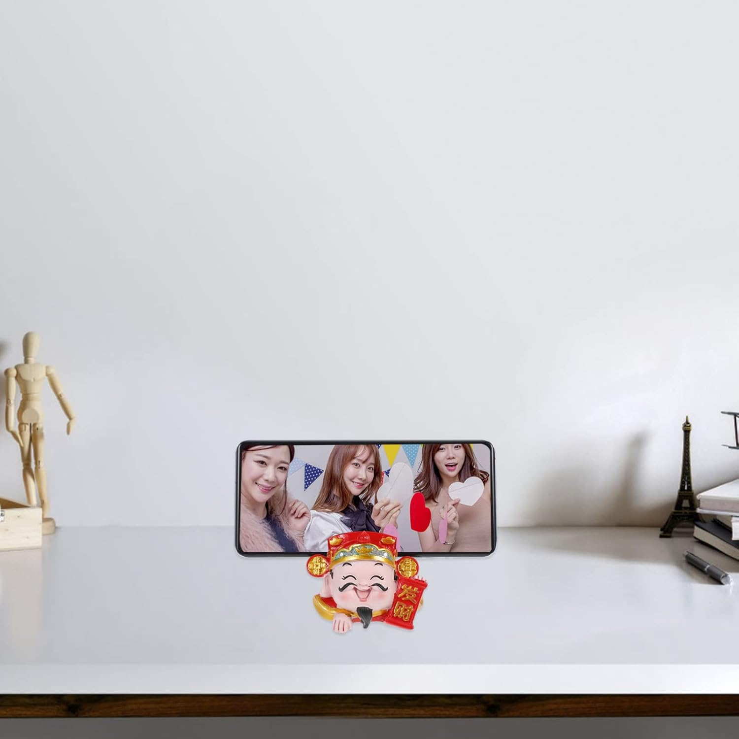 Chinese Style Resin Phone Holder Figurine for Home Office