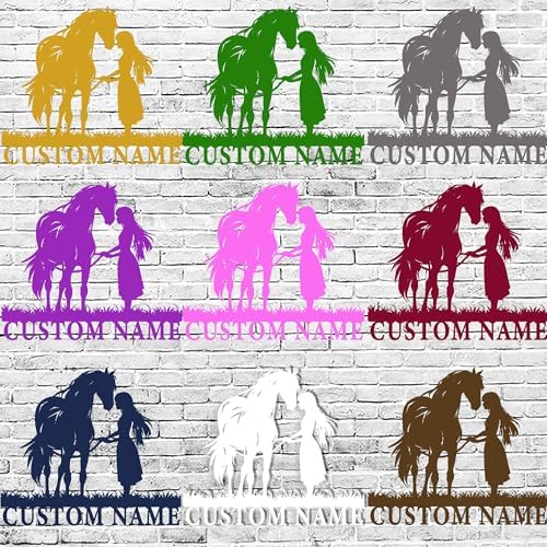 Gotstorms Customizable Horse and Silhouette Metal Wall Art 8-24 Inch LED Light Option