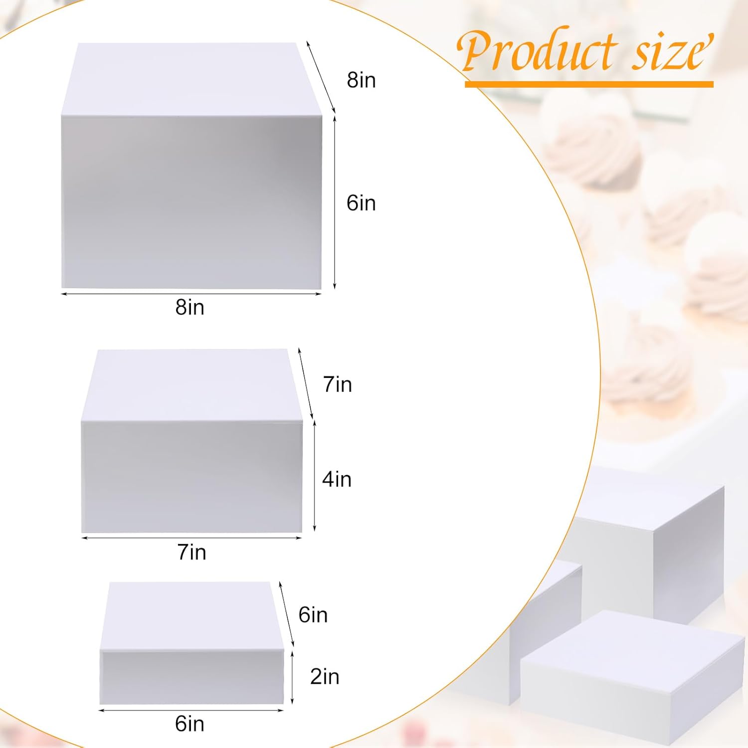 Suzile 9 Pcs Acrylic Risers Display Set for Party Decor and Storage