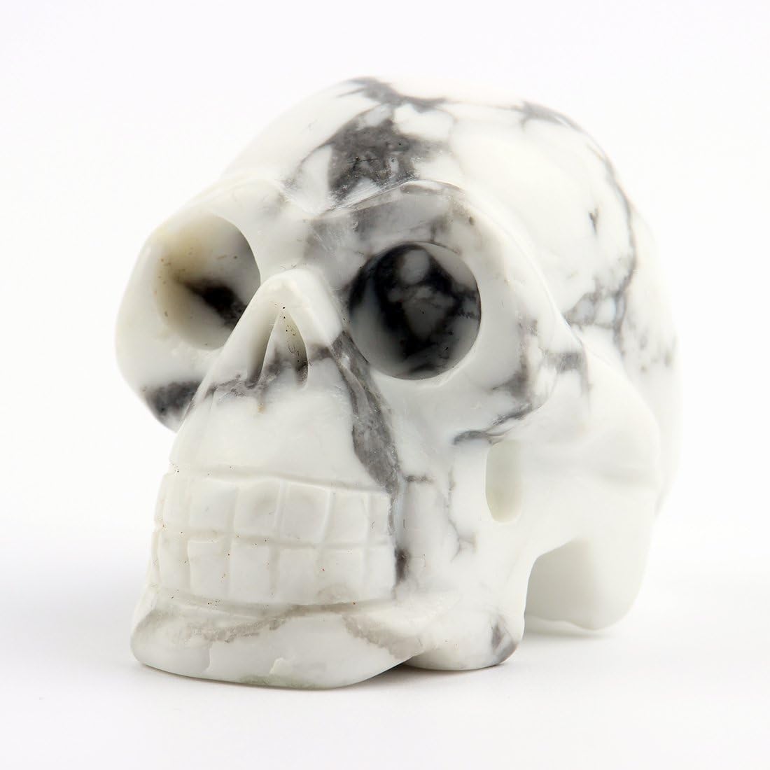 20 Inch Natural Carved Skull Healing Stone Statue Collectible Figurine