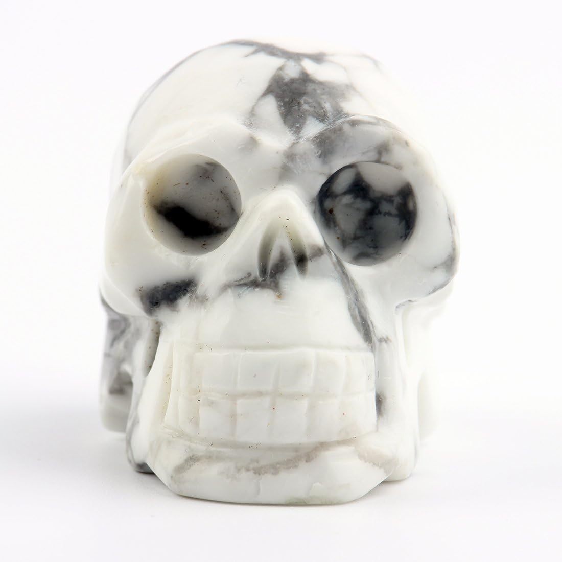 20 Inch Natural Carved Skull Healing Stone Statue Collectible Figurine