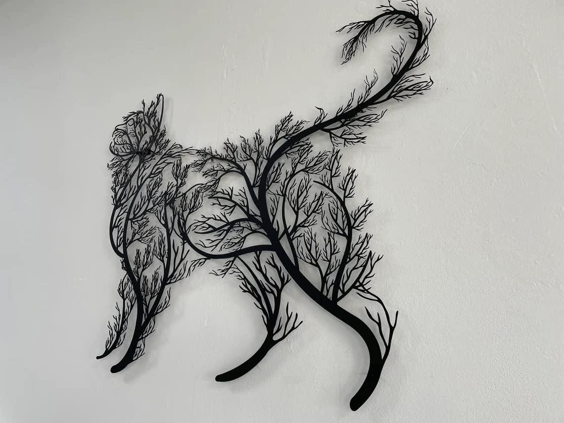 DEKADRON Tree Cat Wall Art Sculpture 39x34cm