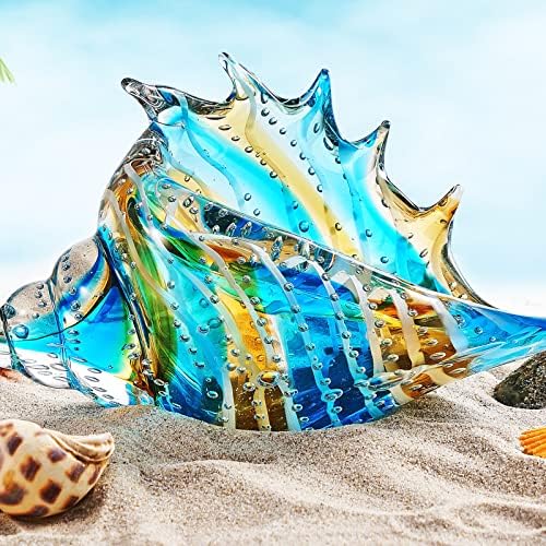 Eustuma Hand Blown Glass Conch Figurine Decoration