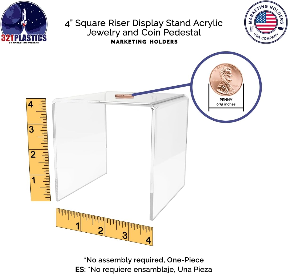 Clear Acrylic Riser Stand 4 Inch Square Platform Pedestal