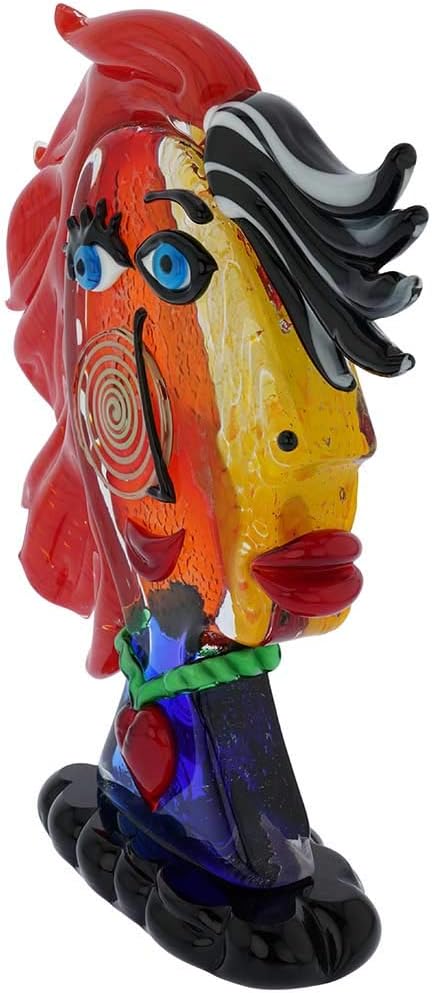 GlassOfVenice Murano Glass Picasso Head of a Woman with Red Hair 1