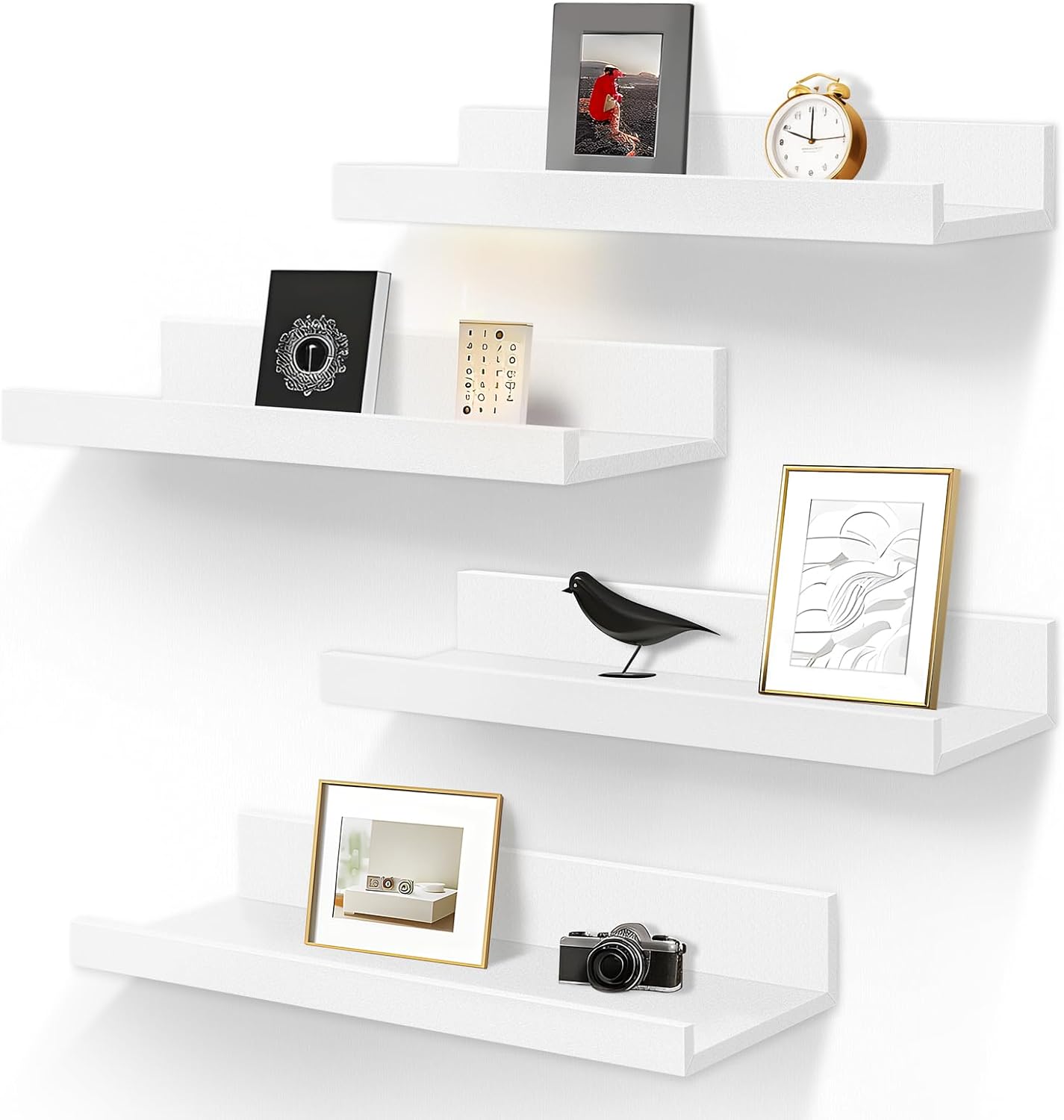 LaVie Home Floating Shelves Set of 4 White 156 Inch Wall Storage