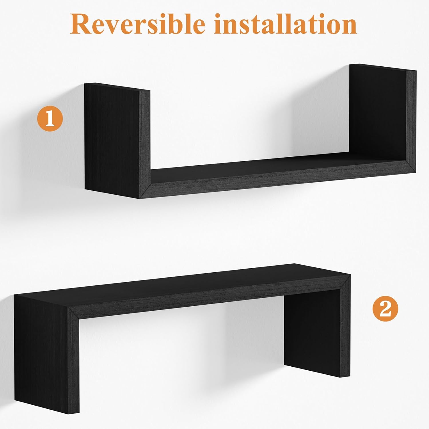 SRIWATANA Weathered Black Floating Wall Shelves Set of 5
