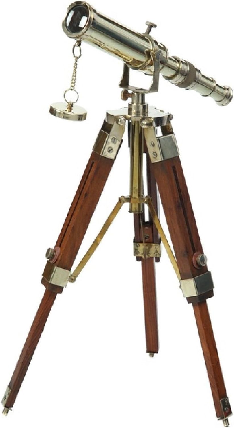 Mahira Nautical Decorative Telescope with Wood Tripod