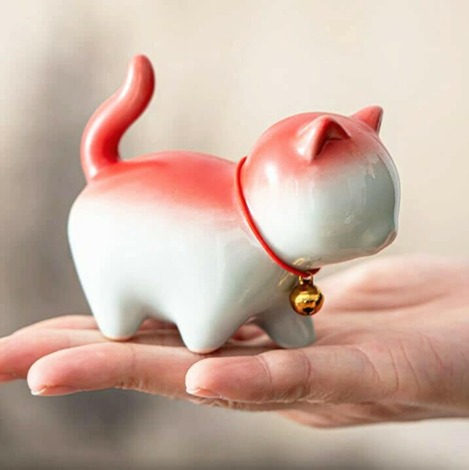 EatingBiting Ceramic Tea Pet Cute Lucky Cat Ornament