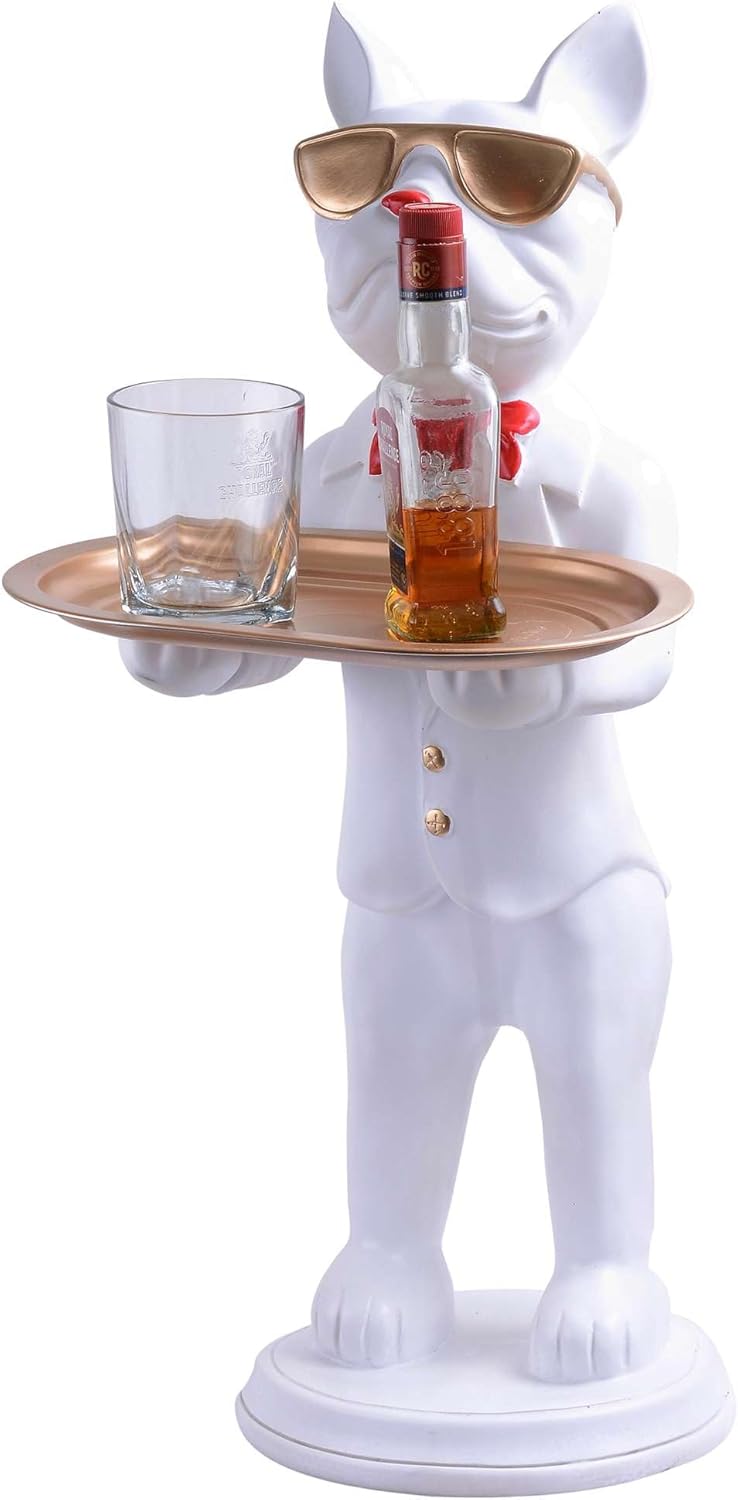 Cool Dog Statue with Plate for Home Decor