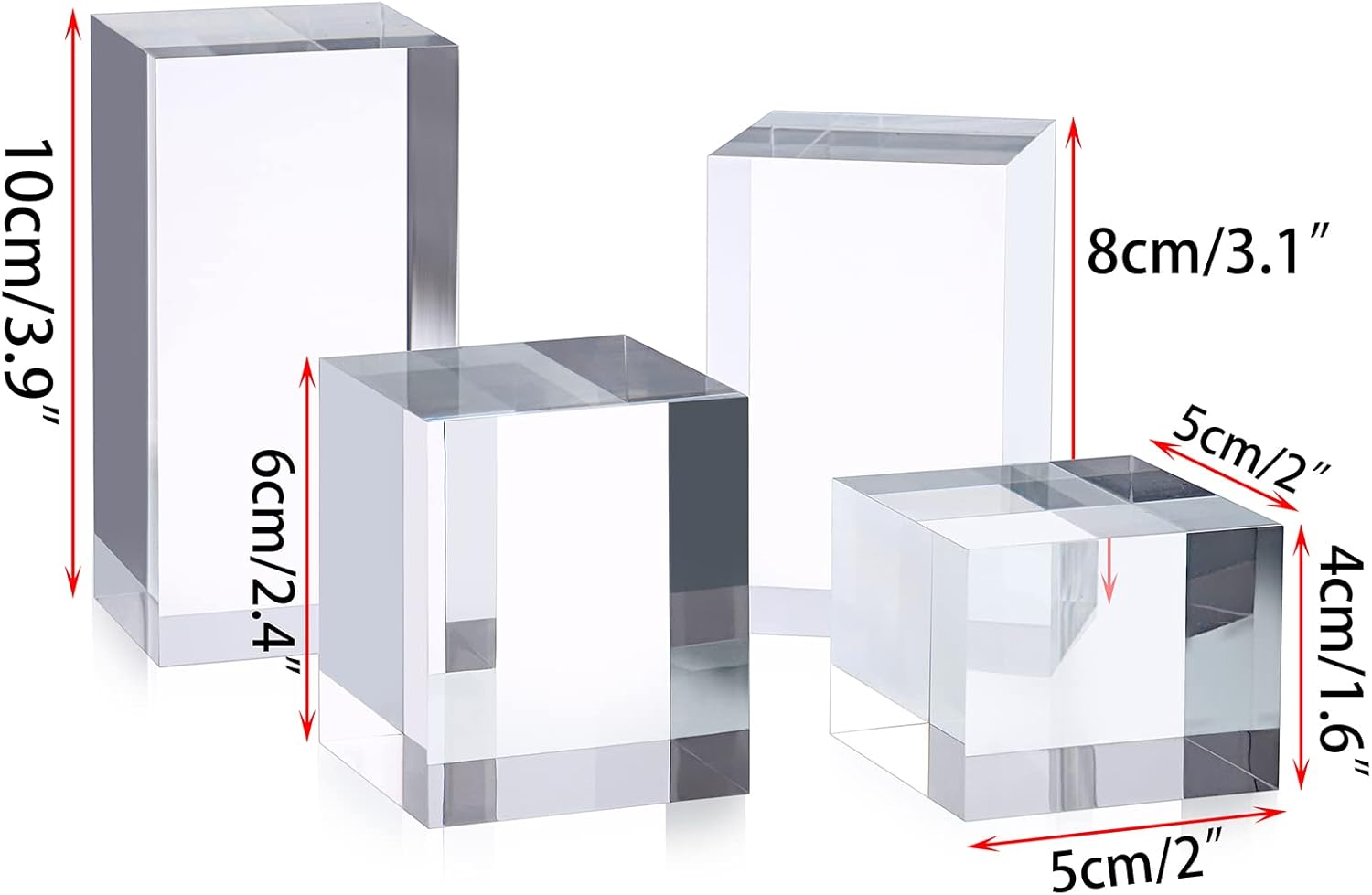 Hipiwe 4PCS Acrylic Risers Display Stand for Jewelry Figurines and Collectibles