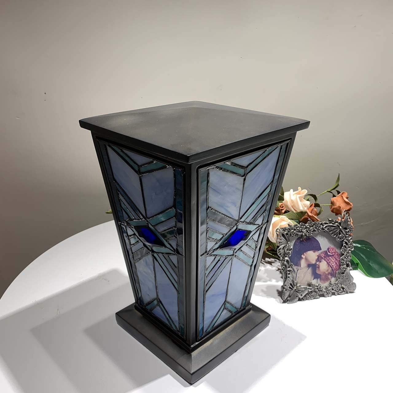 Bieye CU001 Stained Glass Cremation Urn Blue 7x11
