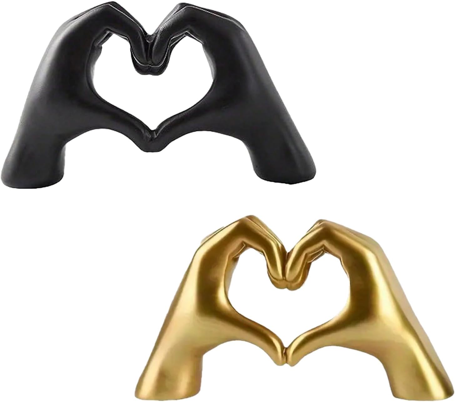 Panthra 2PCS Heart Hands Sculpture Gold and Black