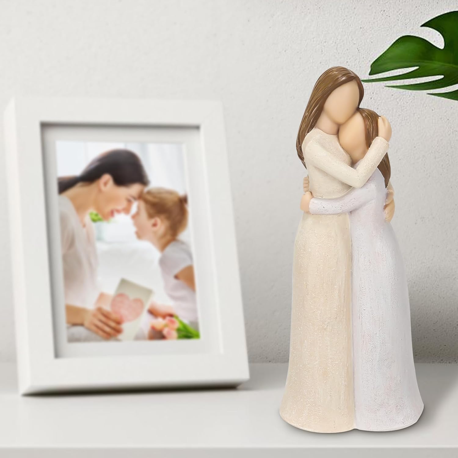 Mother and Daughter Figurines Resin Sculpted Hand Painted Home Decor Statue