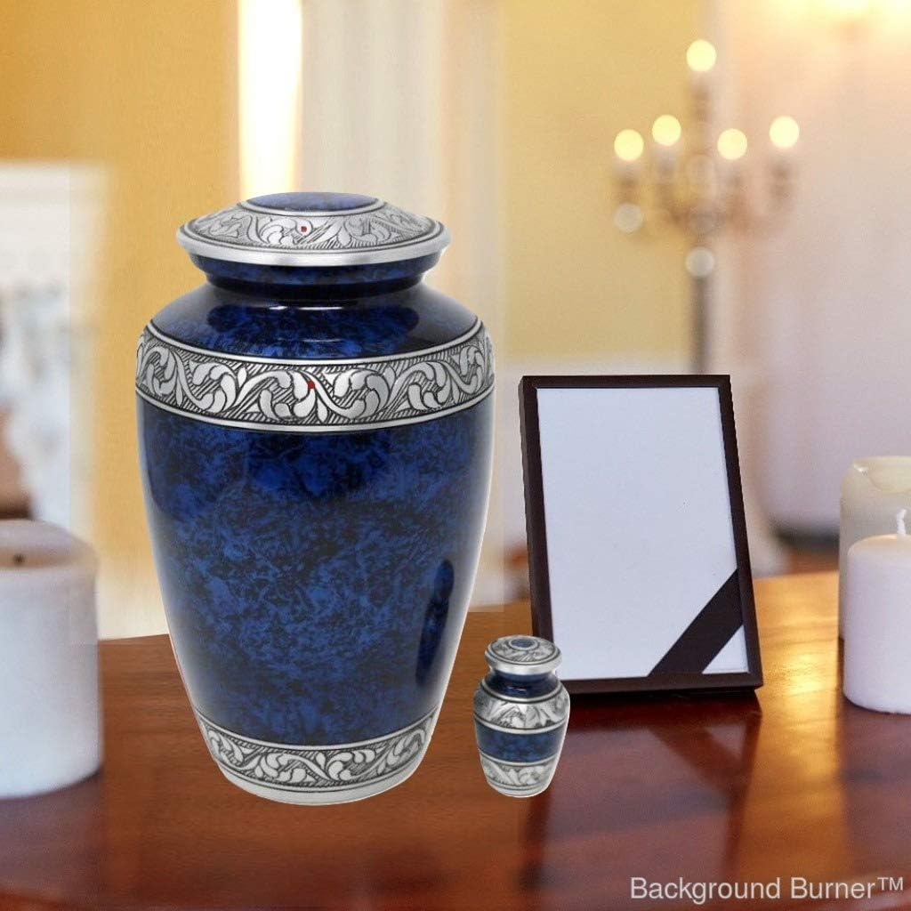 Handcrafted Classic Forest Adult Metal Urn with Velvet Bag