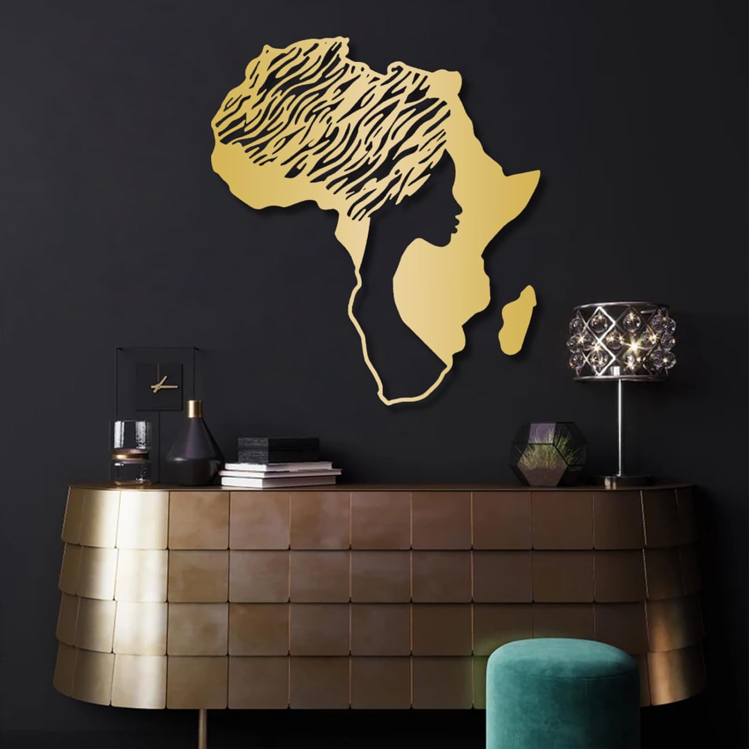 Yemwot African Woman Gold Metal Wall Art 29x33