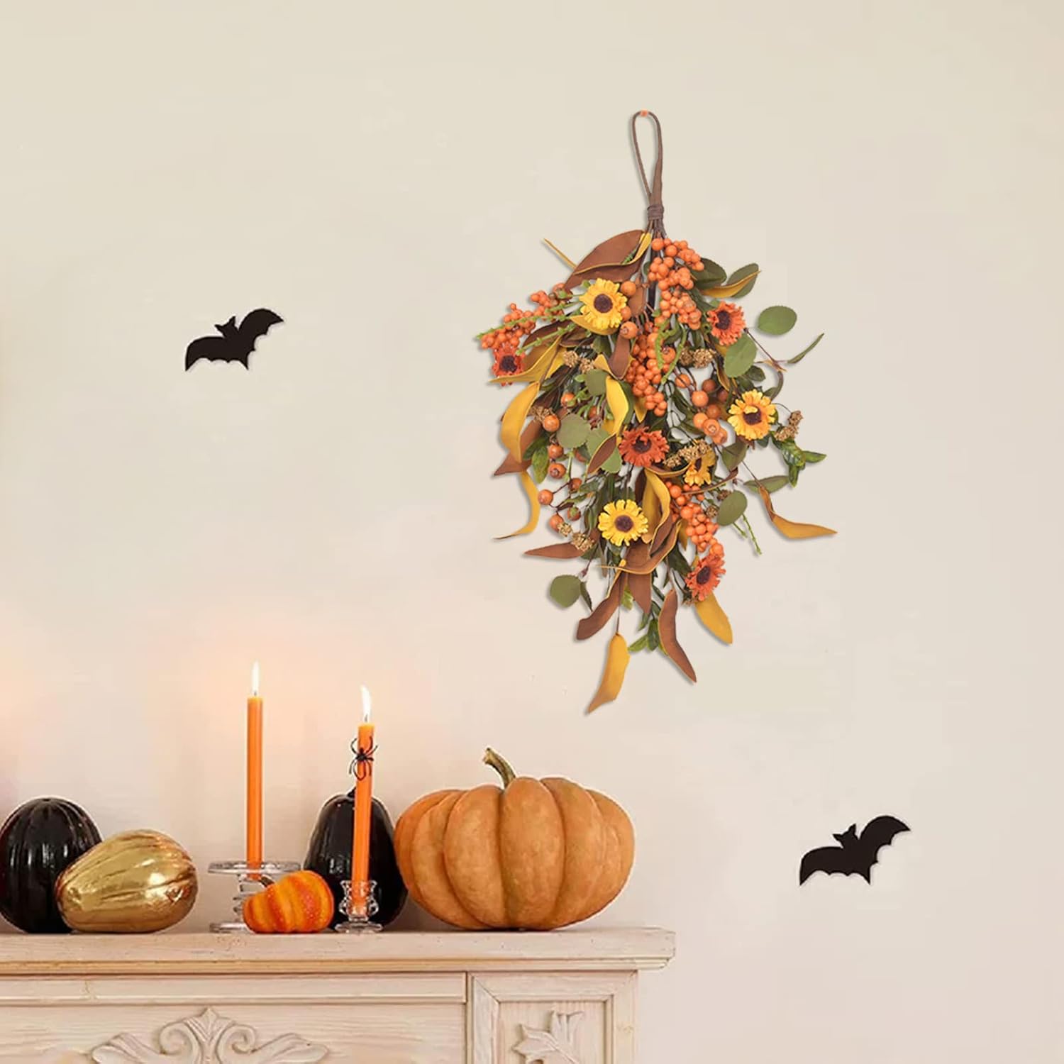 Fall Harvest Teardrop Swag Artificial Autumn Decor