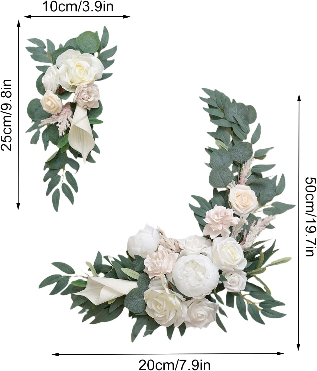 2Pcs Artificial Yellow Sunflower Swag with Eucalyptus Leaves Wedding Decor