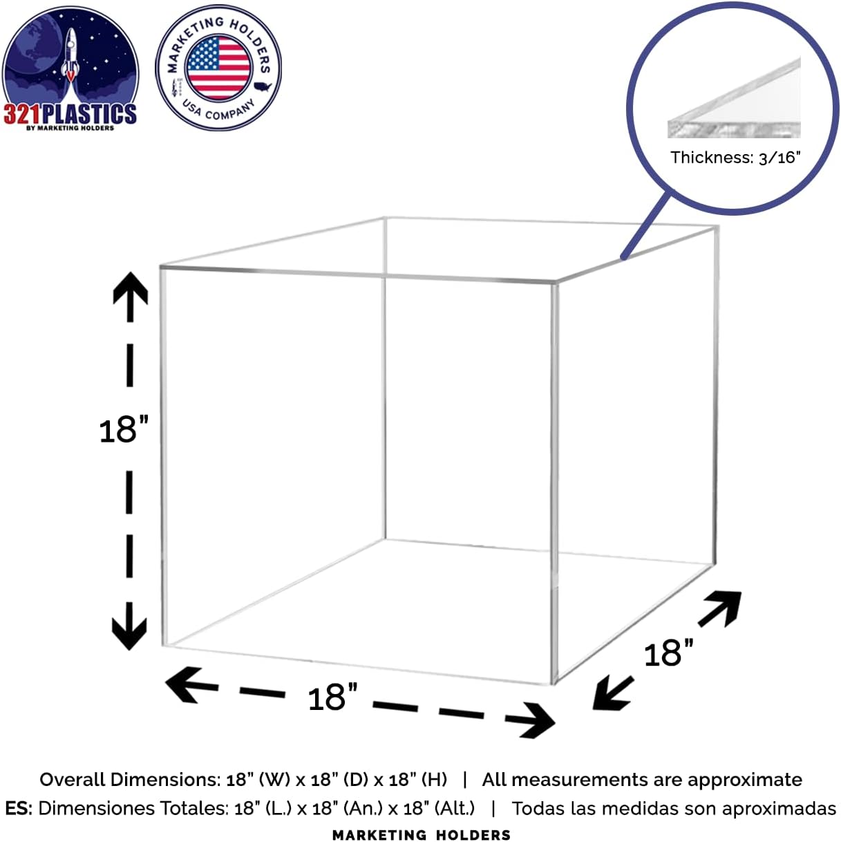 Acrylic Display Riser 18 Inch Tall Square Box Showcase