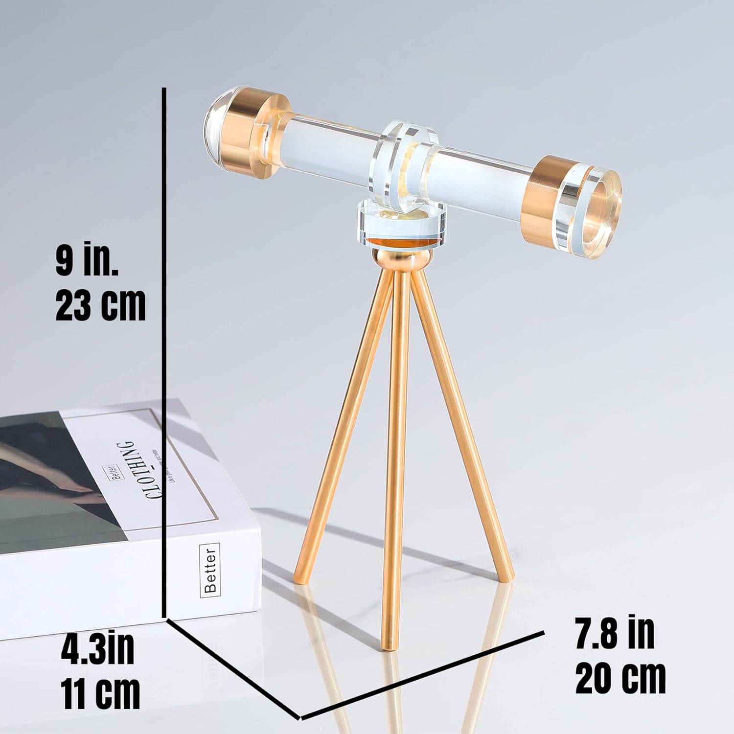 Modern Handmade Crystal Telescope with Brass Bracket