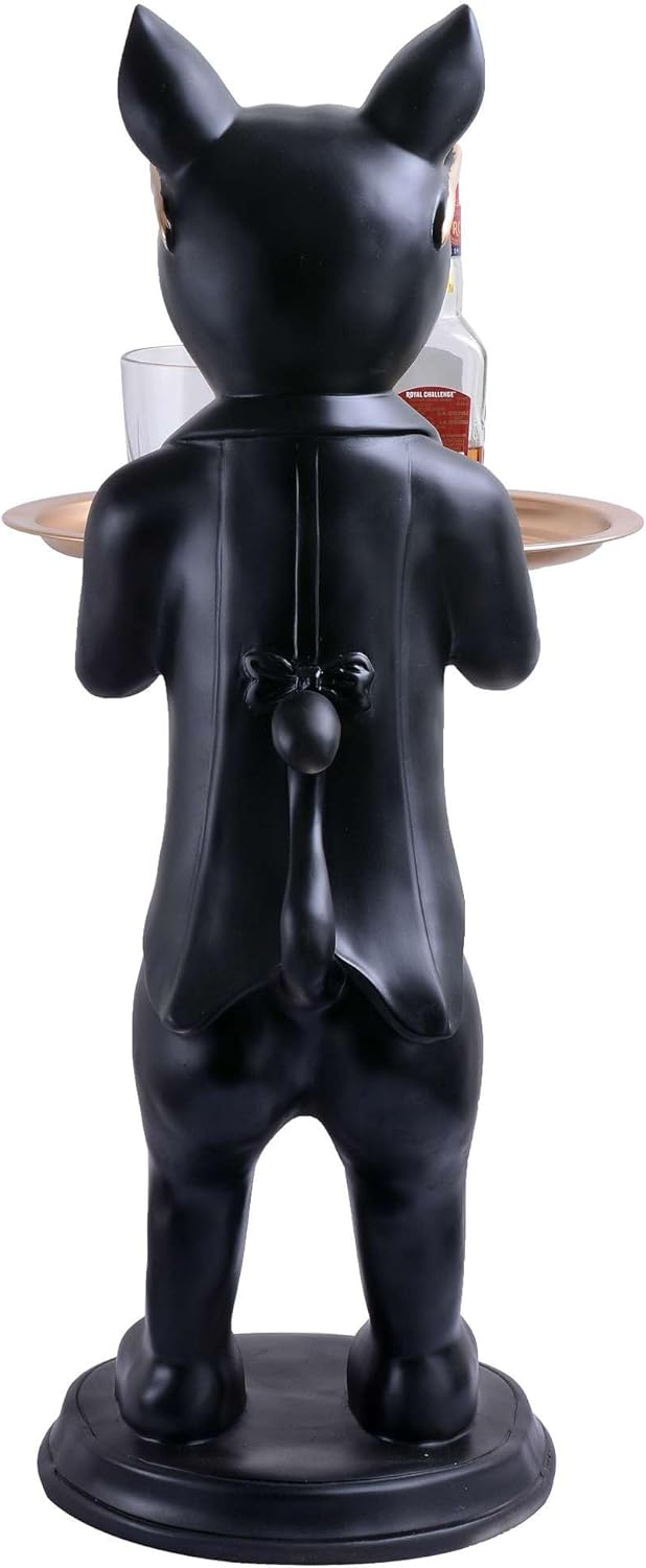 Resin Cool Dog Sculpture with Plate for Home Decor