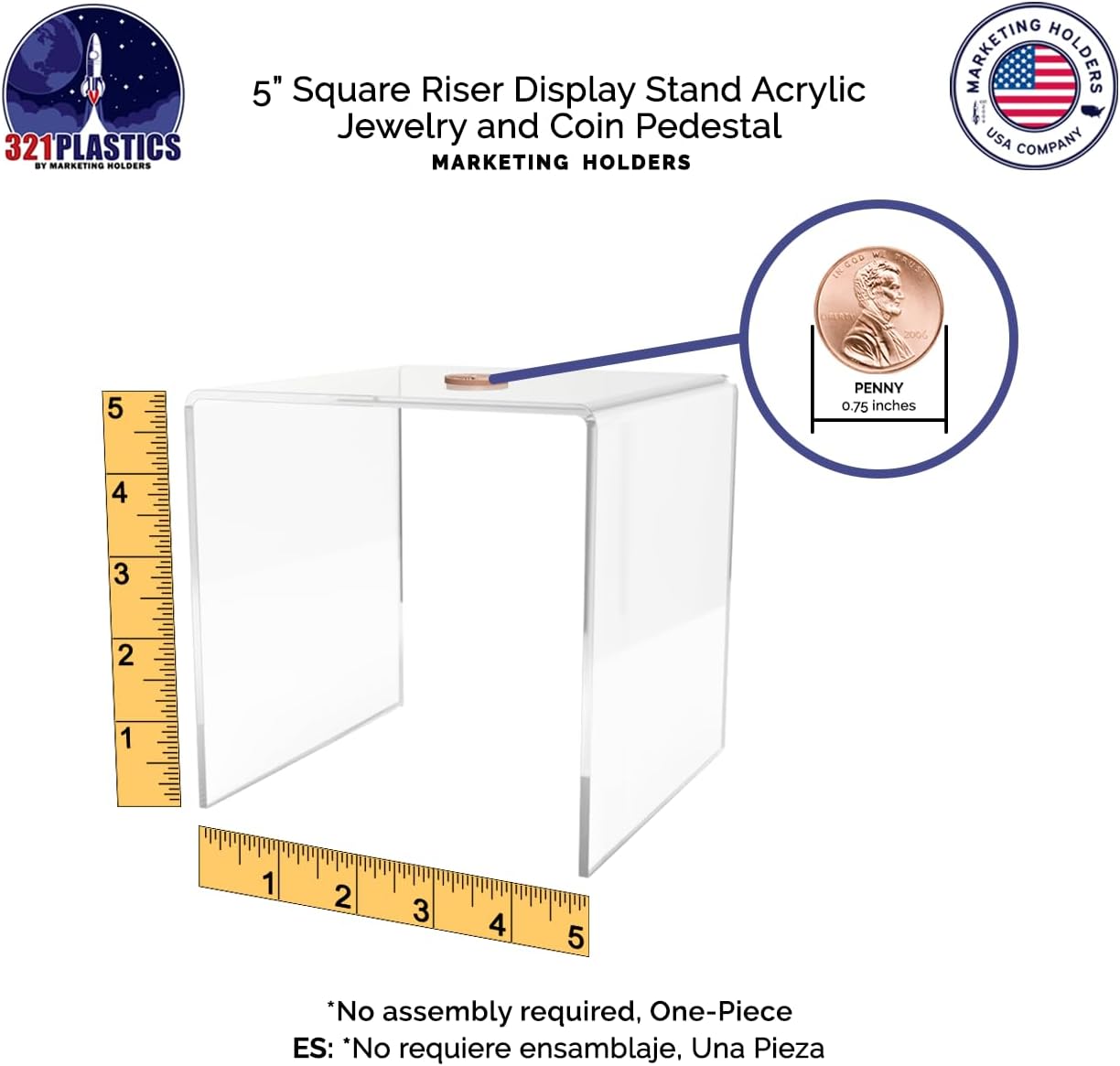 Acrylic Riser Stand 5 Inch Square Display Pedestal for Figurines Merchandise