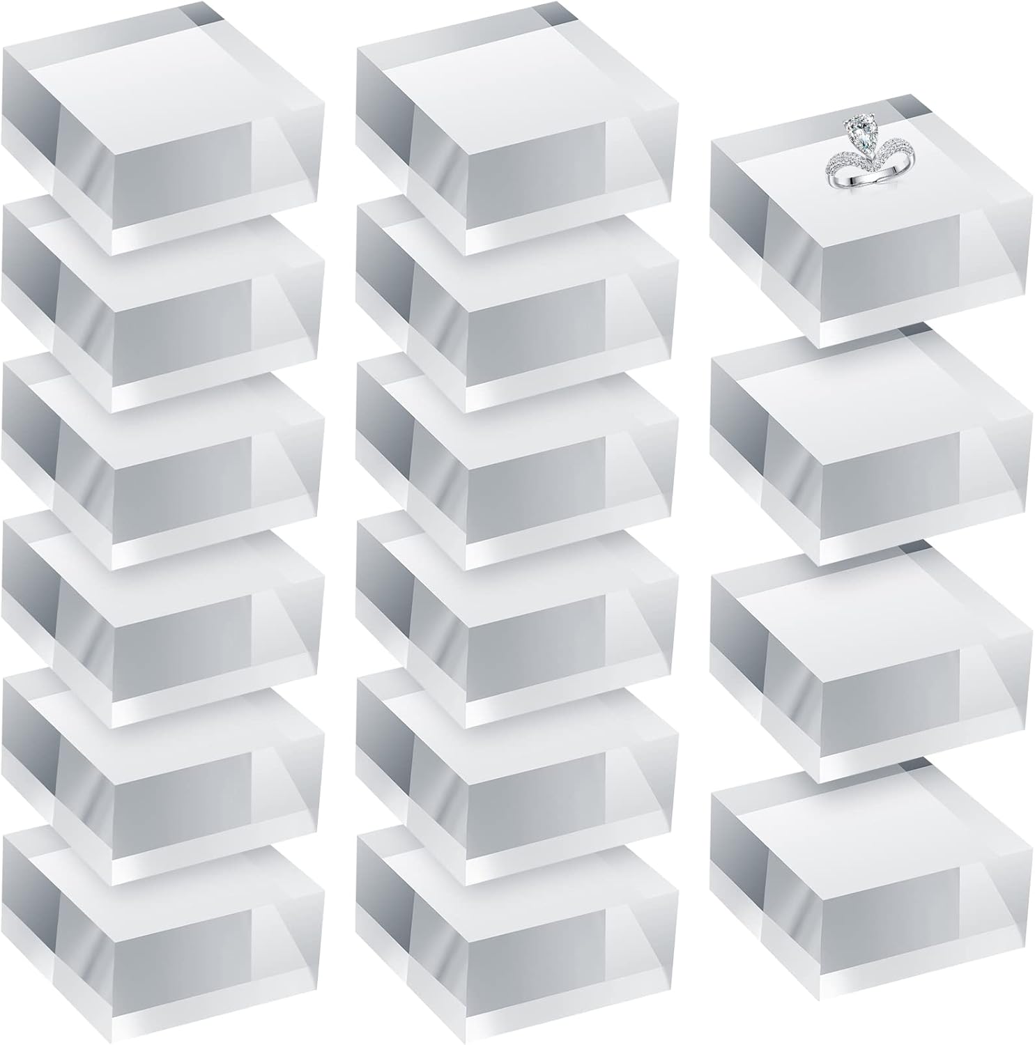 Clear Acrylic Display Blocks Jewelry Showcase Stand