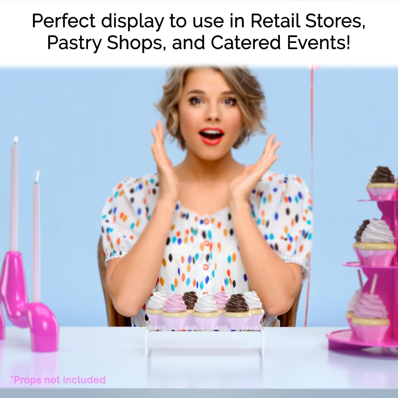 Marketing Holders 4 Pack Acrylic Riser Display Stand Rectangular Clear Showcase for Collectibles